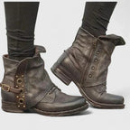 Margot - Women's Studded Fold-Over Ankle Boots