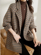 Mariana - Women's Double-Breasted Houndstooth Blazer