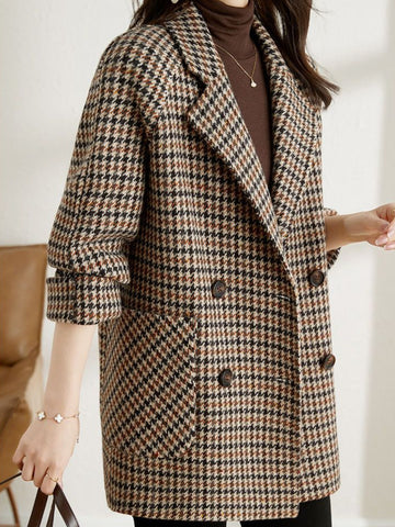 Mariana - Women's Double-Breasted Houndstooth Blazer