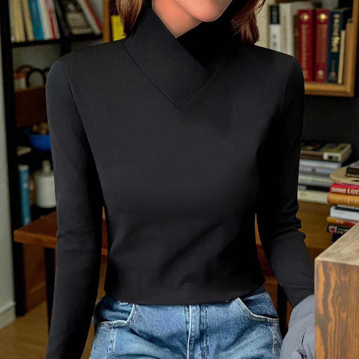 Marisol - Women's Turtleneck Long-Sleeve Pullover