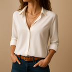 Marlena - Women's Button-Front Collared Blouse