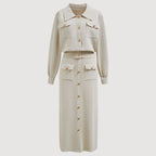 Marlene - Women's Button-Front Knit Blazer and Skirt Set