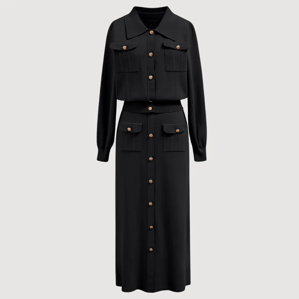 Marlene - Women's Button-Front Knit Blazer and Skirt Set