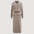 Marlene - Women's Button-Front Knit Blazer and Skirt Set