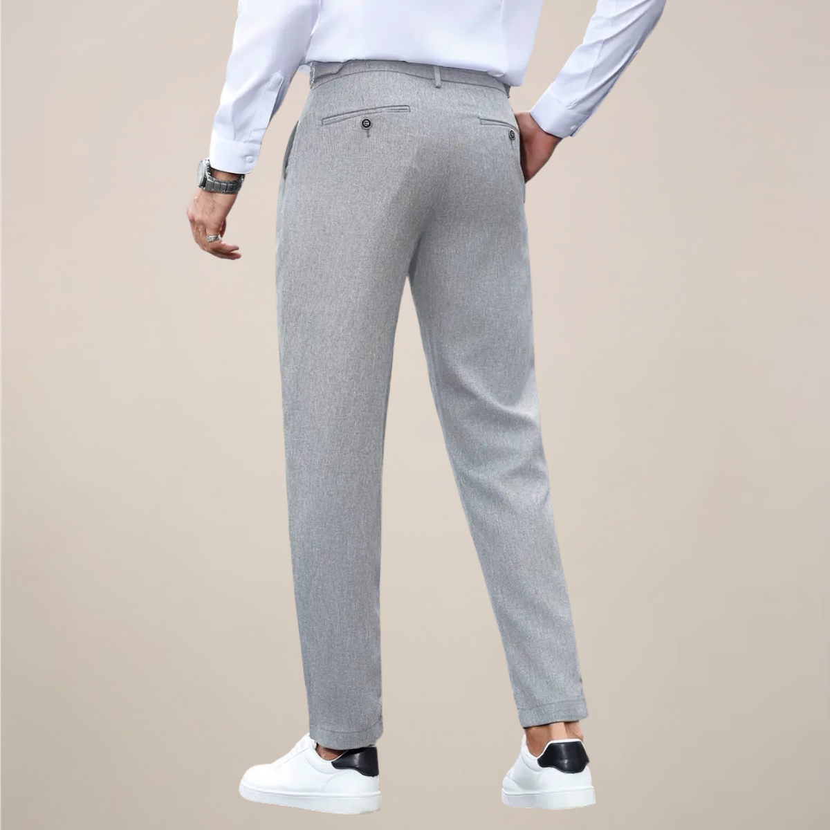 Mason - Men's Front-Pleat Tapered Tailored Trousers