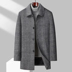 Max - Men's Plaid Overcoat with Button-Front Closure