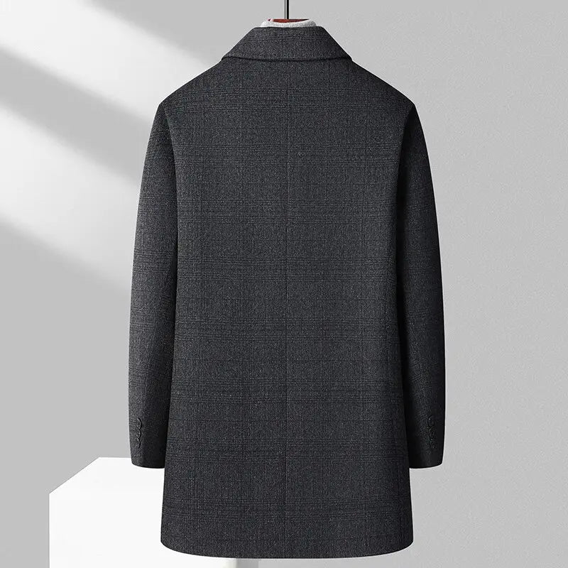 Max - Men's Plaid Overcoat with Button-Front Closure