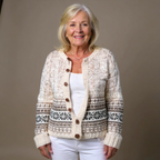 Melanie - Women's Fair Isle Button-Front Cardigan