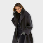 Meredith - Women's Oversized Wool Blend Coat with Hood