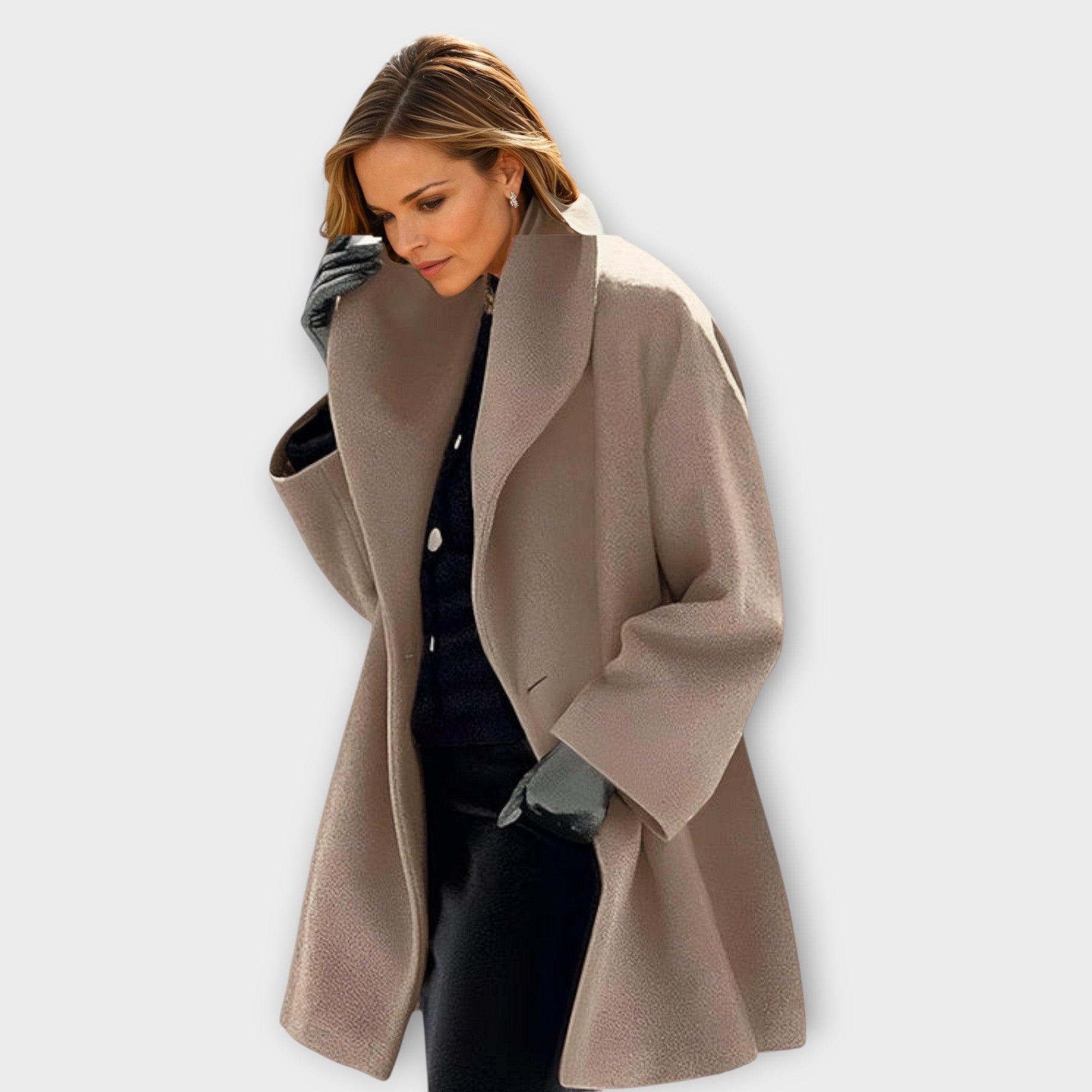 Meredith - Women's Oversized Wool Blend Coat with Hood
