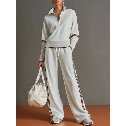 Mirabelle - Women's Quarter-Zip Wide Leg Lounge Set 1