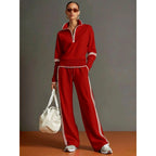 Mirabelle - Women's Quarter-Zip Wide Leg Lounge Set 2