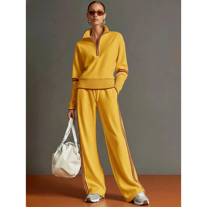 Mirabelle - Women's Quarter-Zip Wide Leg Lounge Set 3