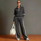 Mirabelle - Women's Quarter-Zip Wide Leg Lounge Set 4