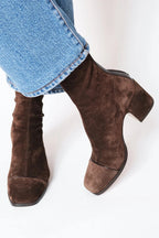Molly - Women's Suede Square Toe Block Heel Boots