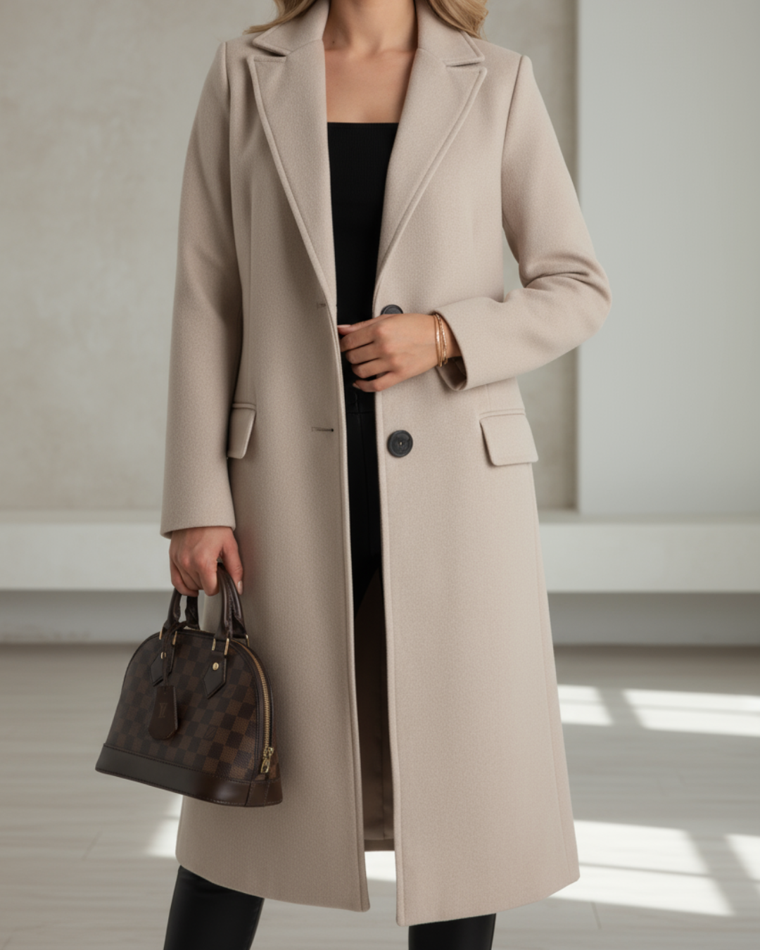 Natalie - Women's Button-Front Oversized Blazer Coat