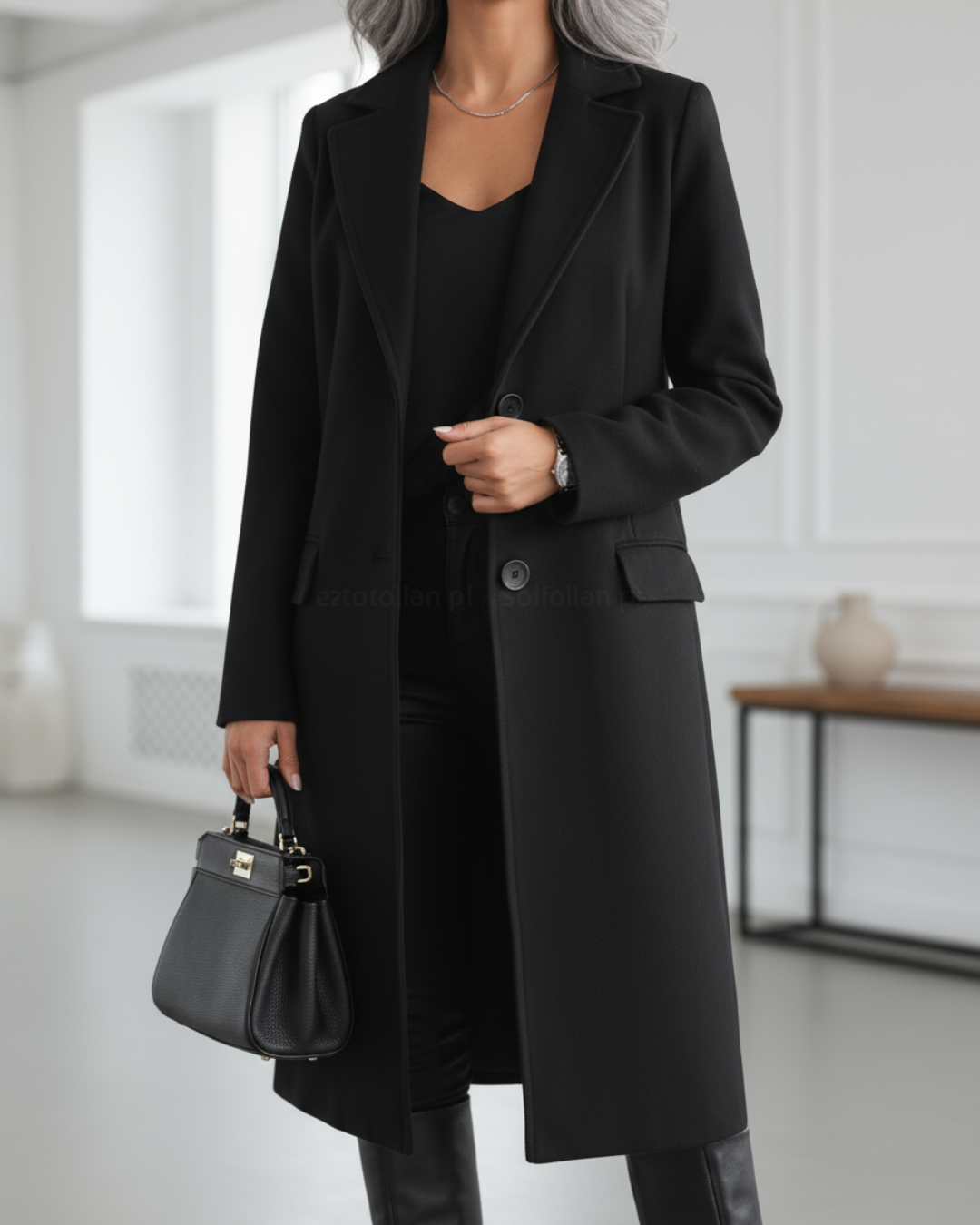 Natalie - Women's Button-Front Oversized Blazer Coat