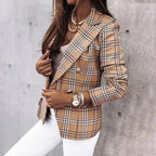Natasha - Women's Checkered Blazer with Thermal Lining