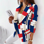 Natasha - Women's Checkered Blazer with Thermal Lining