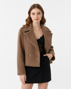 Natasha - Women's Double-Breasted Wool Blazer with Notch Lapel