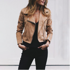 Natasha - Women's Notch Lapel Moto Jacket with Asymmetrical Zip
