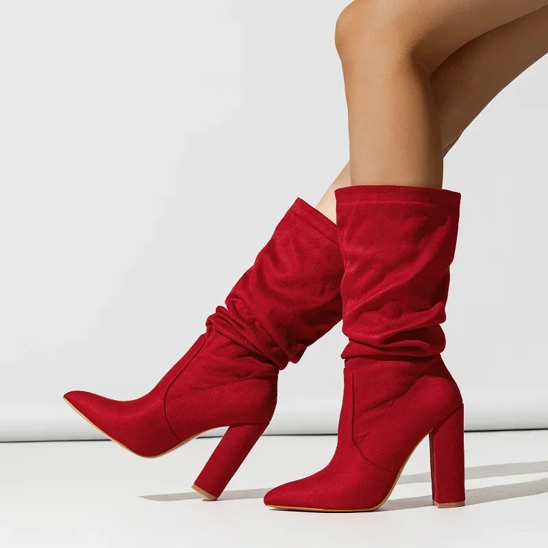 Natasha - Women's Ruched Block-Heel Boots