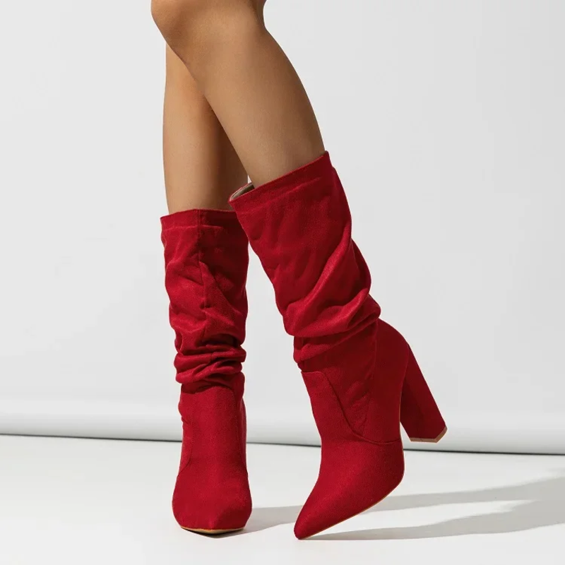 Natasha - Women's Ruched Block-Heel Boots