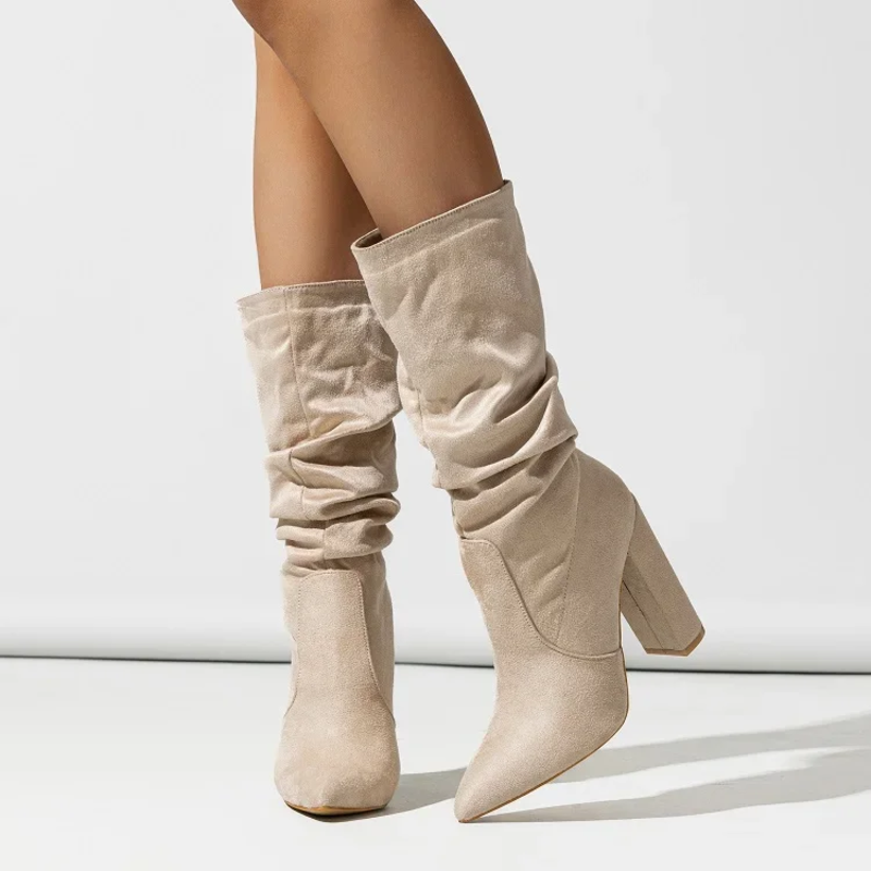 Natasha - Women's Ruched Block-Heel Boots