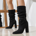 Natasha - Women's Ruched Block-Heel Boots