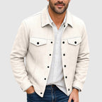 Nicholas - Men's Button-Front Shirt Jacket with Chest Pockets