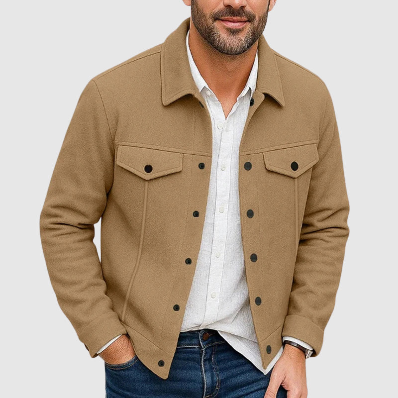 Nicholas - Men's Button-Front Shirt Jacket with Chest Pockets