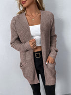 Nora - Women's Open-Front Ribbed Cardigan with Long Sleeves