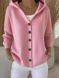 Norah - Women's Button-Front Hooded Cardigan