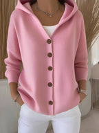 Norah - Women's Button-Front Hooded Cardigan