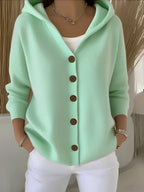 Norah - Women's Button-Front Hooded Cardigan