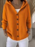 Norah - Women's Button-Front Hooded Cardigan