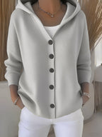 Norah - Women's Button-Front Hooded Cardigan