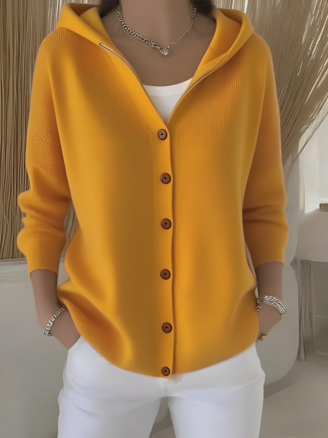 Norah - Women's Button-Front Hooded Cardigan