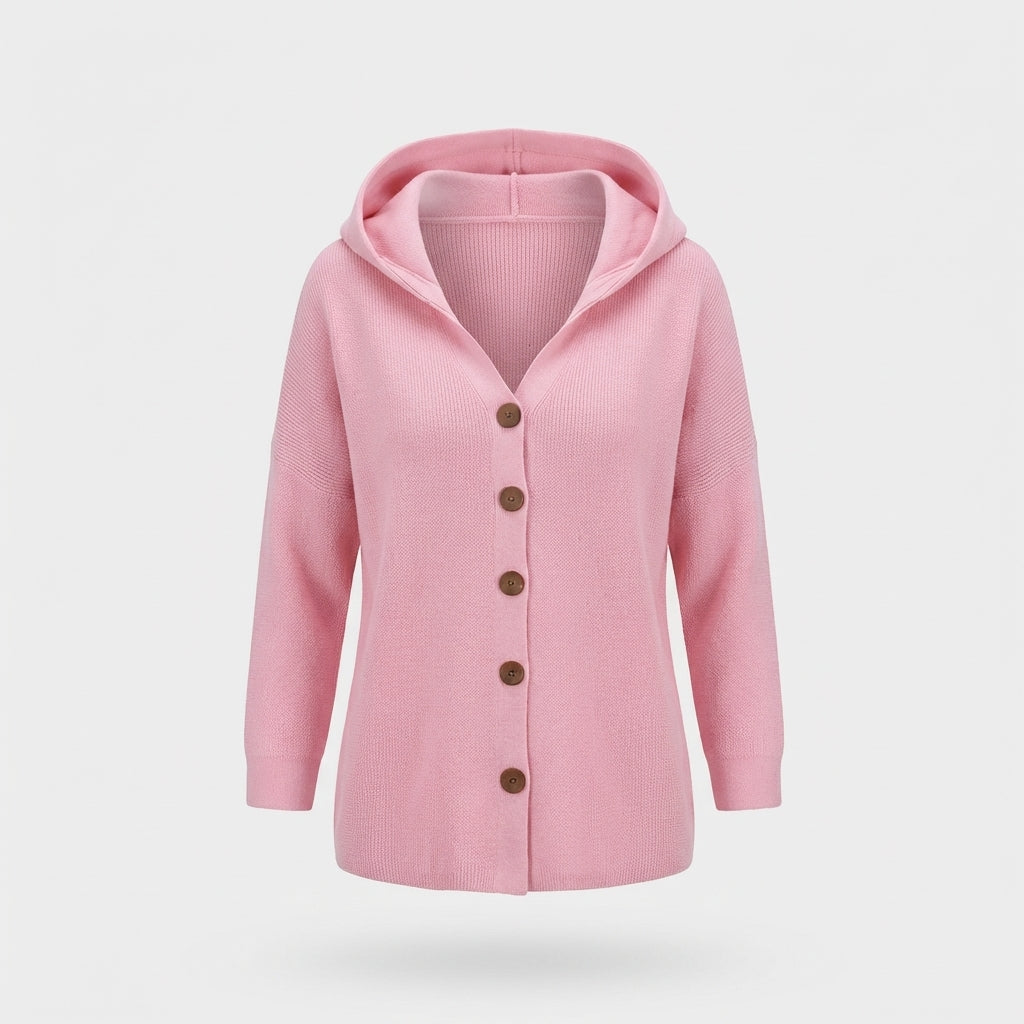 Norah - Women's Button-Front Hooded Cardigan
