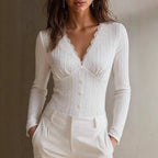 Olivia - Women's Lace Knit Long Sleeve Top 1