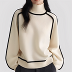 Ophelia - Women's Contrast-Trim Turtleneck Sweater