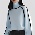 Ophelia - Women's Contrast-Trim Turtleneck Sweater