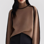 Ophelia - Women's Contrast-Trim Turtleneck Sweater
