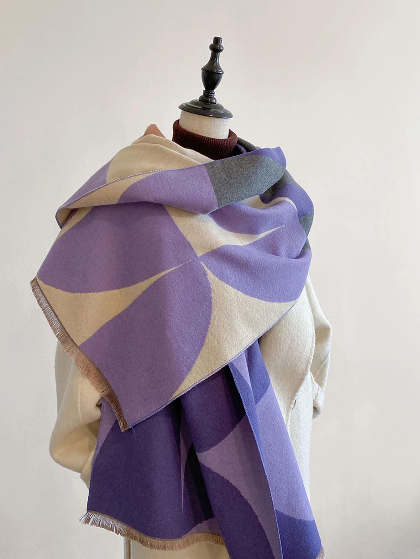Ophelia - Women's Geometric Cashmere Oversized Wrap Scarf