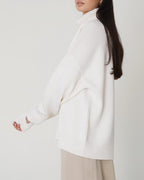 Ophelia - Women's Oversized Turtleneck Pullover with Ribbed Cuffs