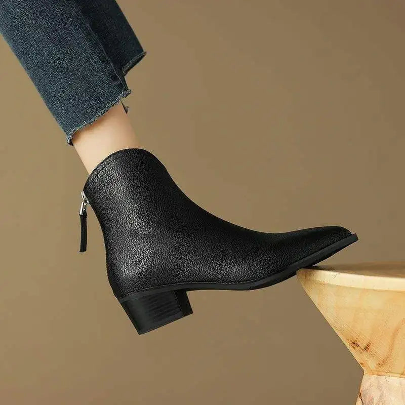 Parker - Women's Pointed-Toe Block Heel Ankle Boots