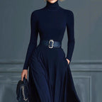 Pauline - Women's Turtleneck Long Sleeve Slim Fit Maxi Dress 2