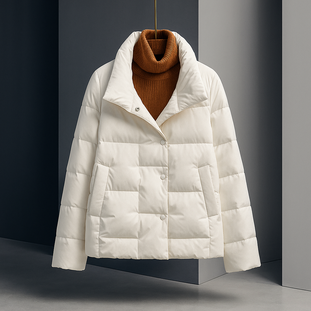 Phoebe - Women's Puffer Jacket with Notch Lapel