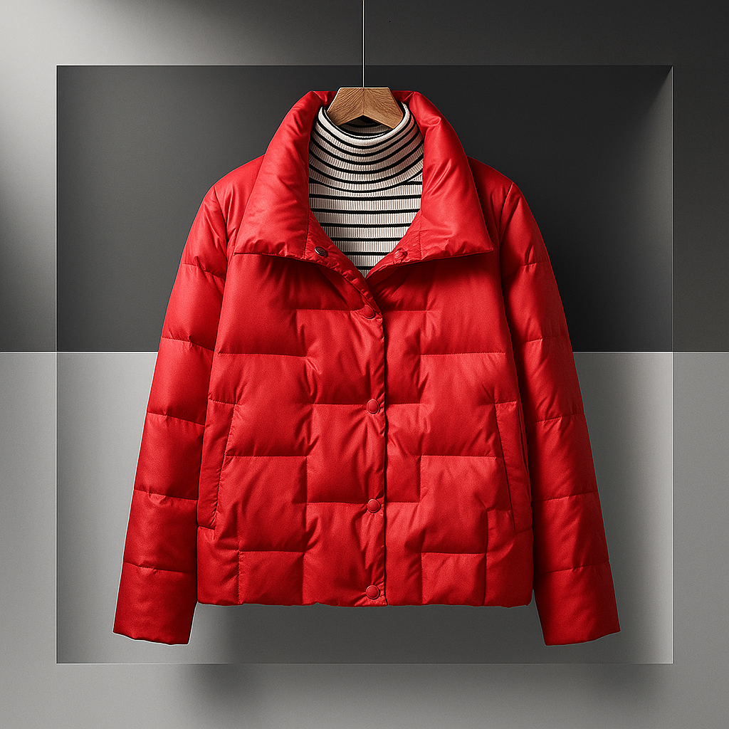 Phoebe - Women's Puffer Jacket with Notch Lapel