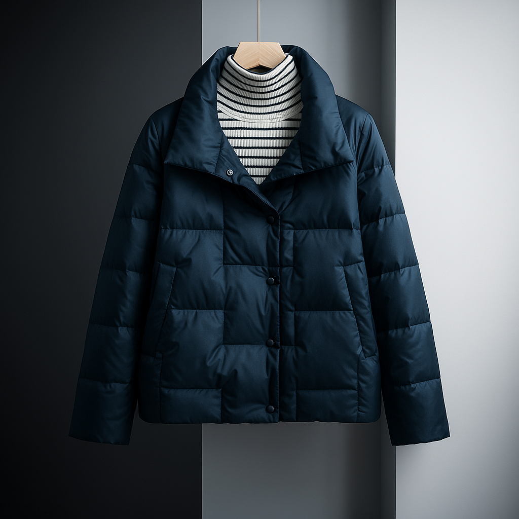 Phoebe - Women's Puffer Jacket with Notch Lapel
